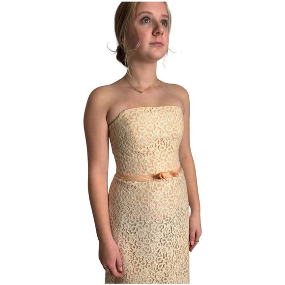 Vintage Vivian Dessy Diamond Dessy Creations strapless boho wedding maxi XS - Picture 9 of 17